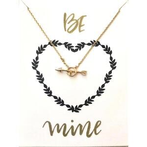 NWT Loren Olivia "Be Mine" Gold-Tone Arrow Charm Pendant Necklace 16" Long